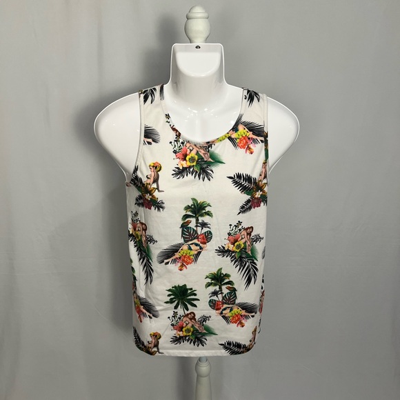 On the byas White Tropical Palm Print Tank Top - Picture 3 of 9